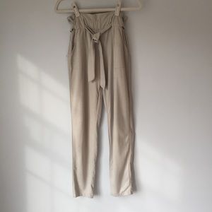 Suede Paperboy Pants in Light Grey